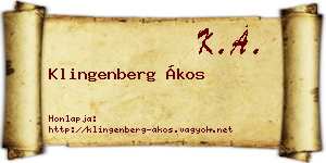 Klingenberg Ákos névjegykártya